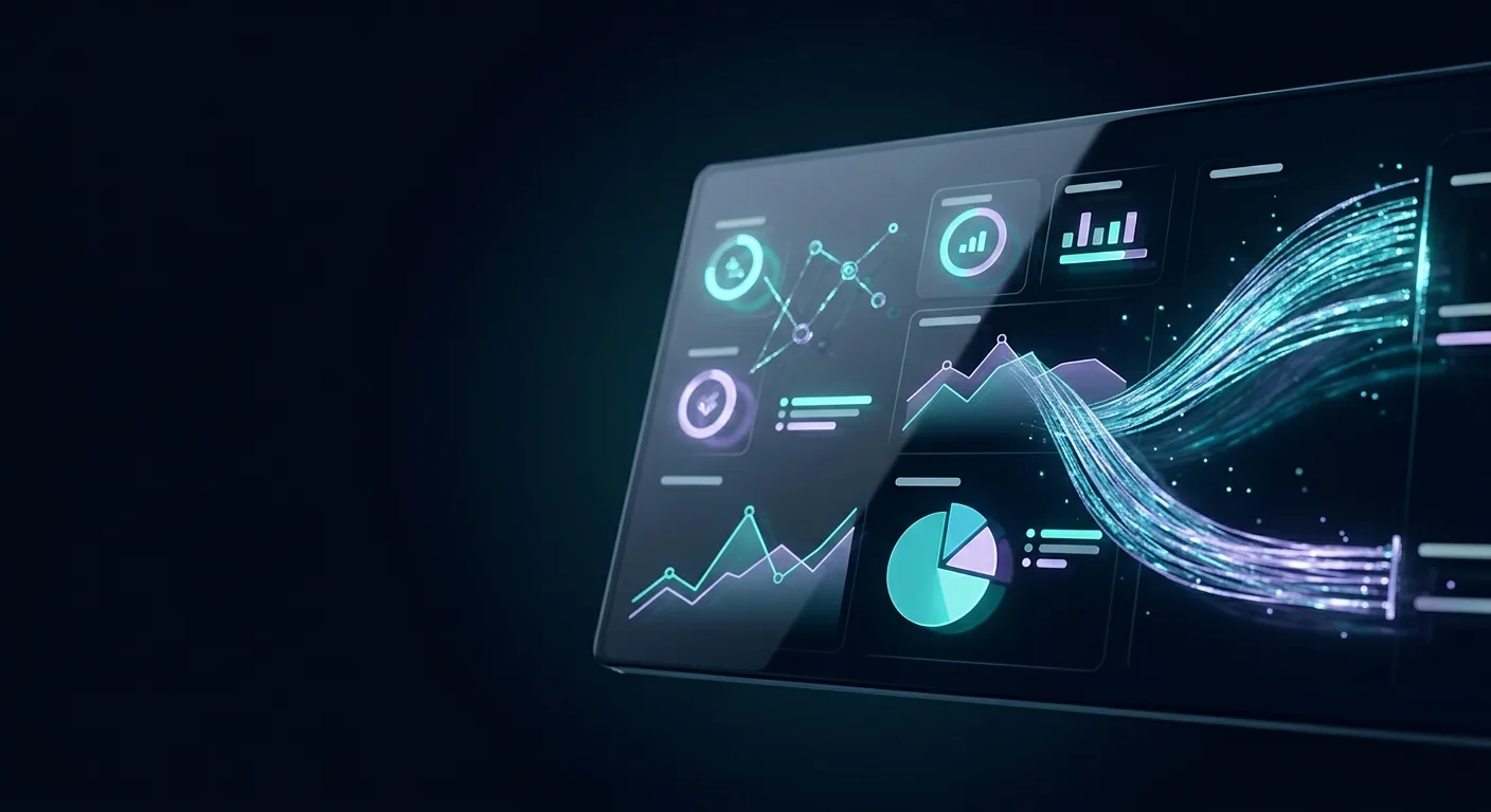 Painel de negócio mostrando vendas, caixa e estoque em tempo real