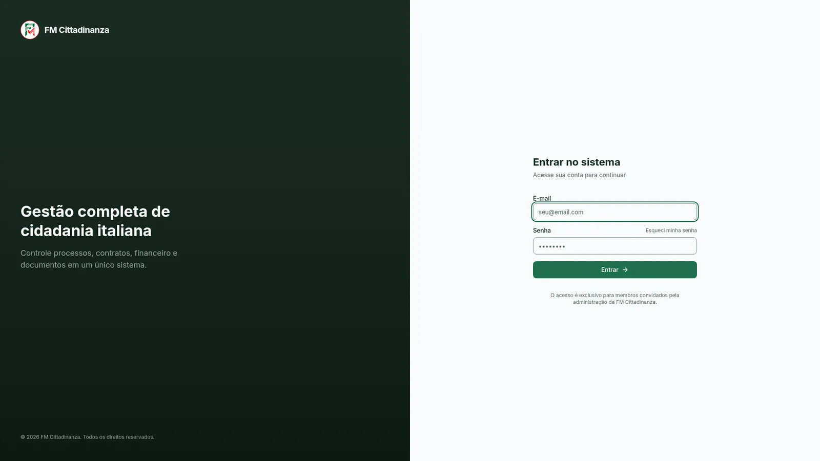 Plataforma de gestão para processos de cidadania italiana